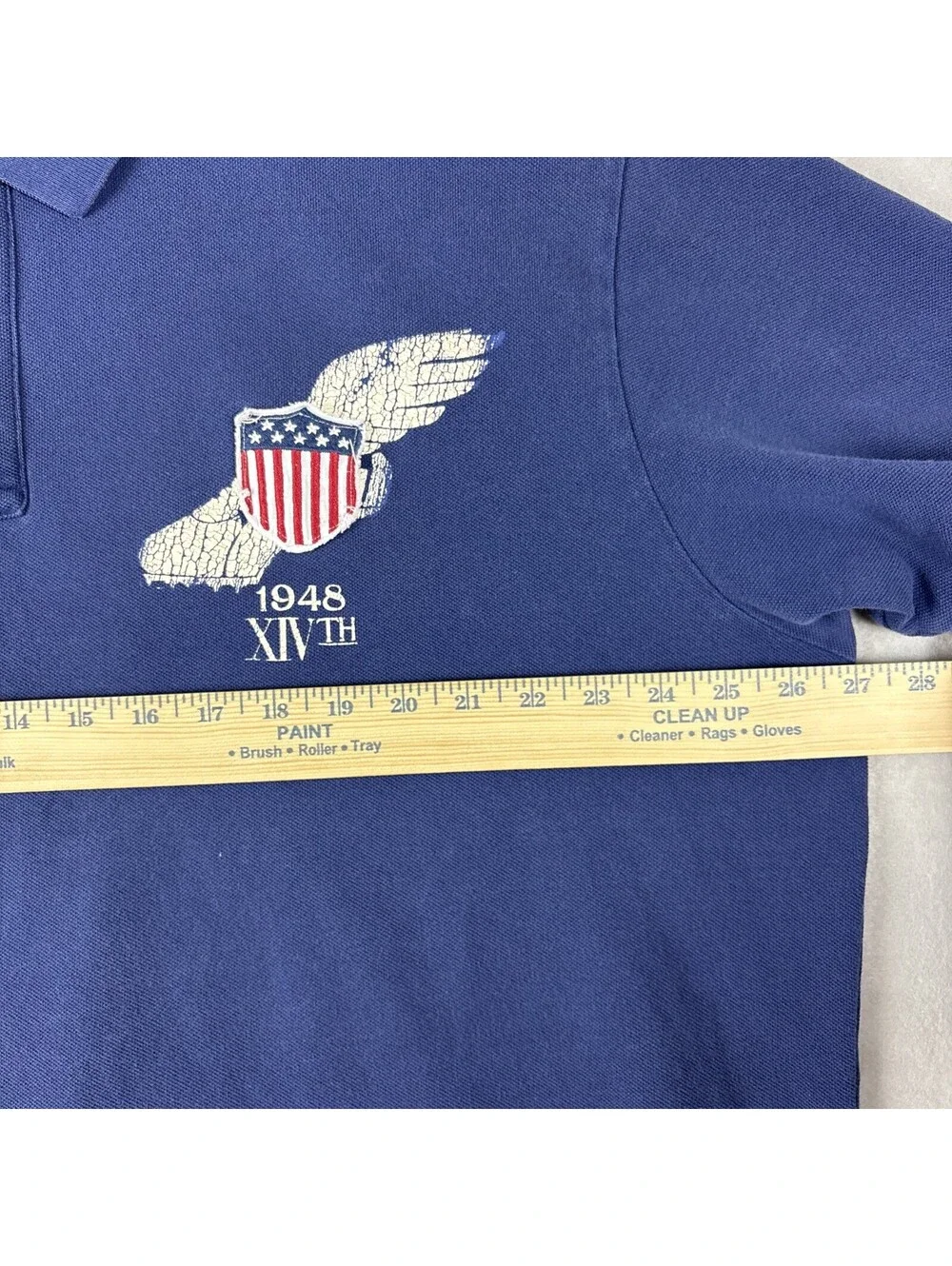 Polo Ralph Lauren Shirt Mens XXL Blue 1948 XIVth Patch PWing 22 Chain Stitch